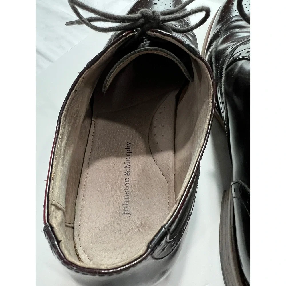 Johnston & Murphy Wingtip Oxford Mens 12M Burgundy‎ Leather Brogue 59-0764